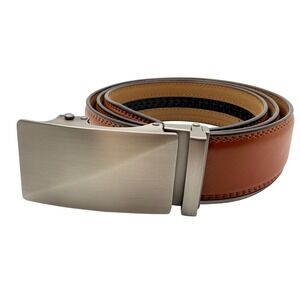 Chaoren Leather Ratchet Belt with Pyramid‎ Silver-Tone Shaped Buckle Men's Size